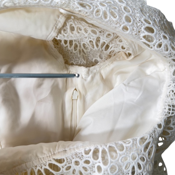 Nicholas One Shoulder Dress White Embroidered Eyelet Long Sleeves Polyester - Picture 12 of 16